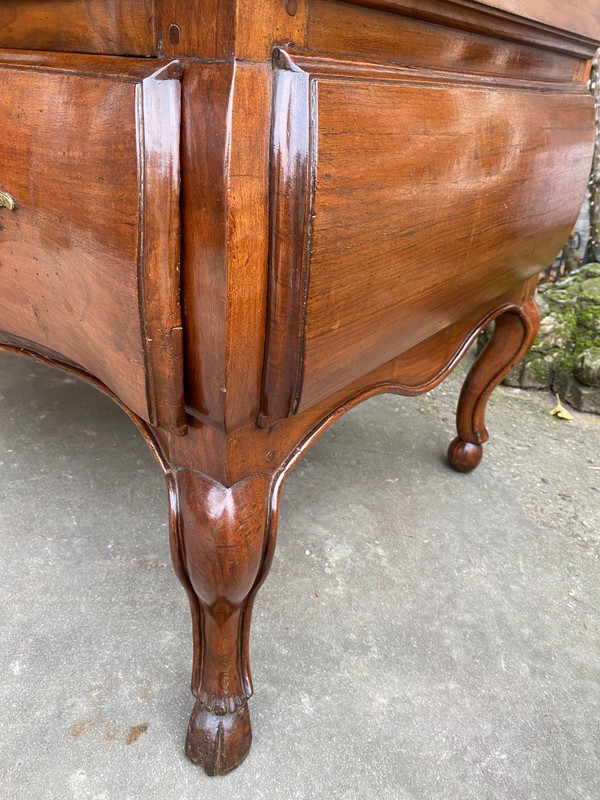 18th Century Louis XV Provencal Sauteuse Chest of Drawers, Colored Marble Top