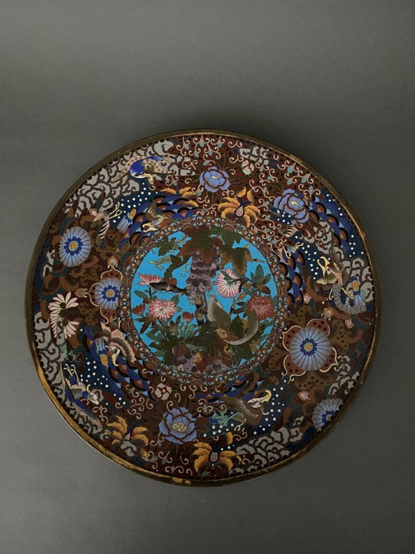 Cloisonné enamel dish 19th century Japan China