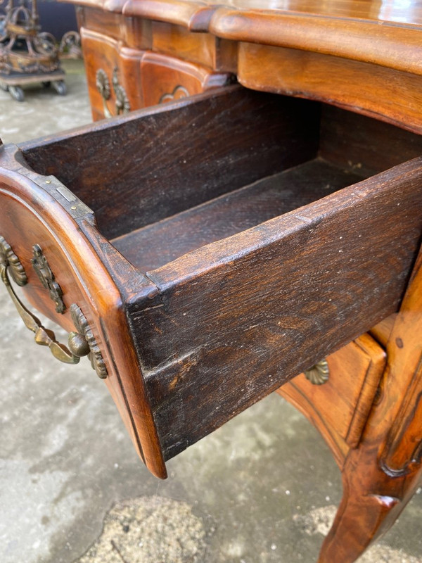 Rustic Louis XV Style Chest Of Drawers In Solid Walnut, Rhone Valley, 20th Century