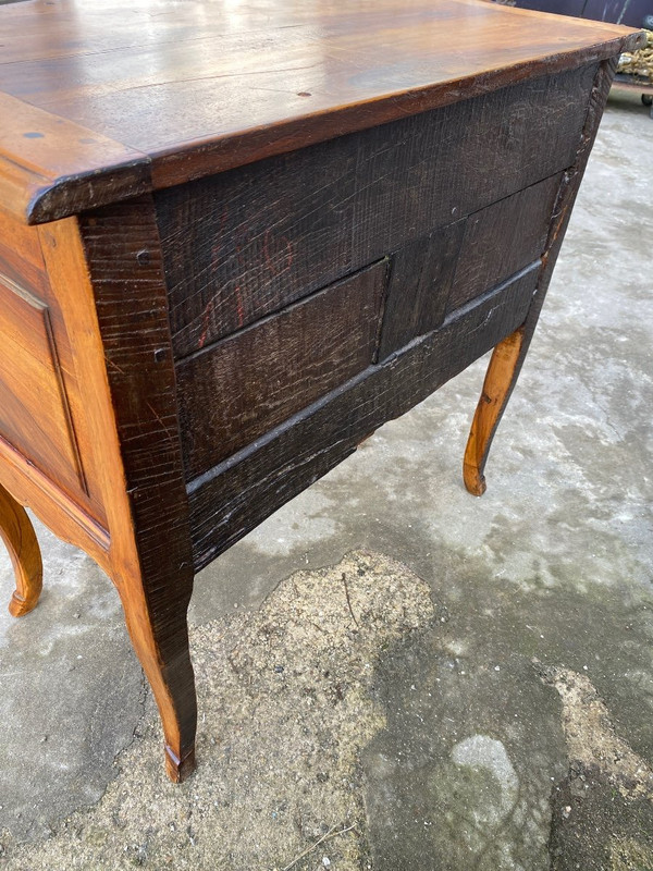 Rustic Louis XV Style Chest Of Drawers In Solid Walnut, Rhone Valley, 20th Century