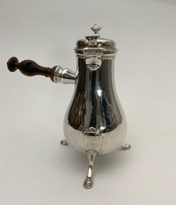 18th century silver tripod chocolate pot from the Farmers Generals