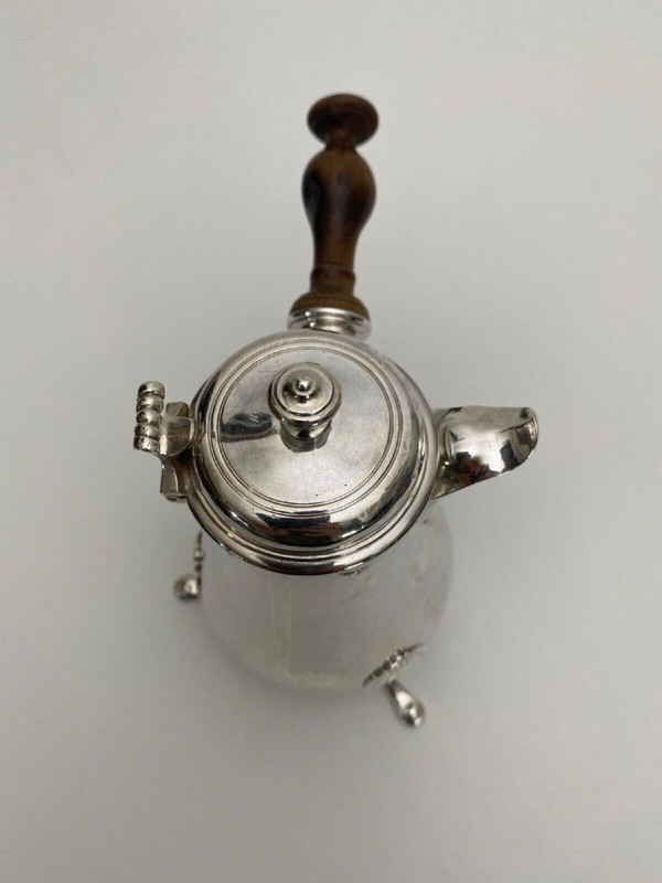 18th century silver tripod chocolate pot from the Farmers Generals