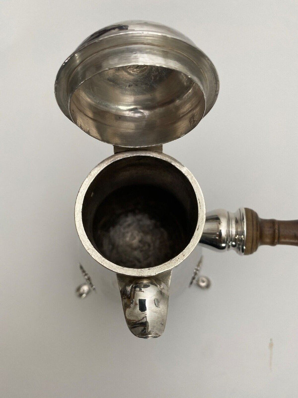 18th century silver tripod chocolate pot from the Farmers Generals