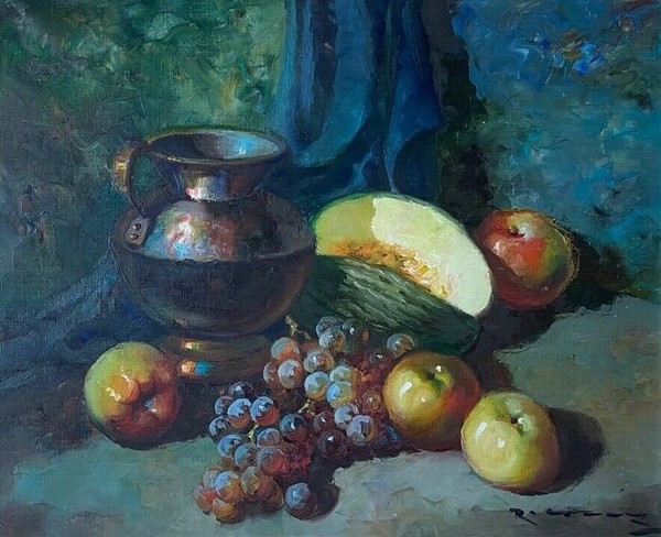 Oil on canvas still life with fruits 1950