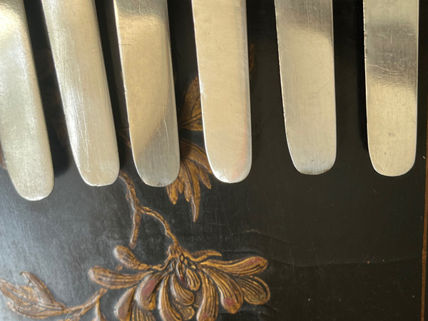 6 late 19th century fruit knives with silver blades