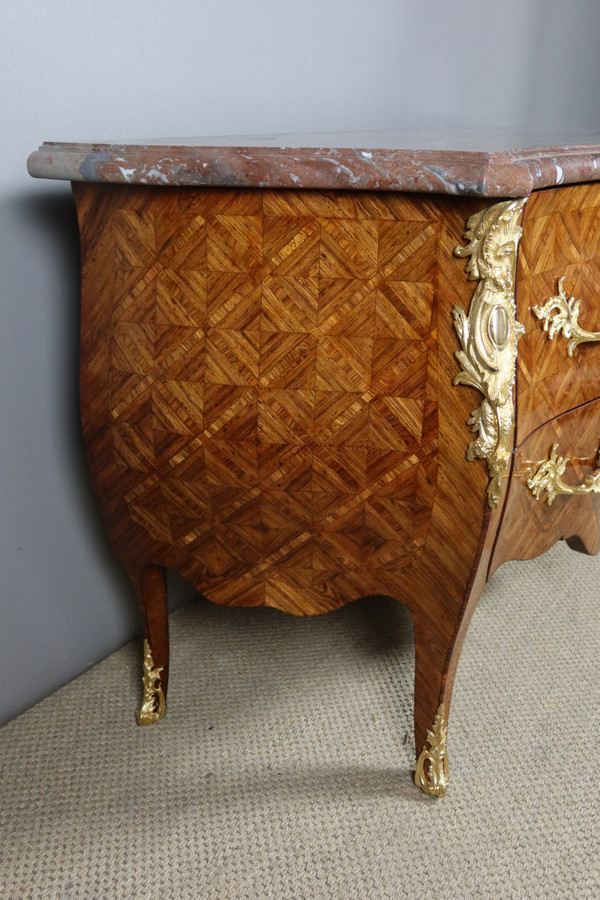 Louis XV Chest of Drawers in Marquetry Stamped Mailfert