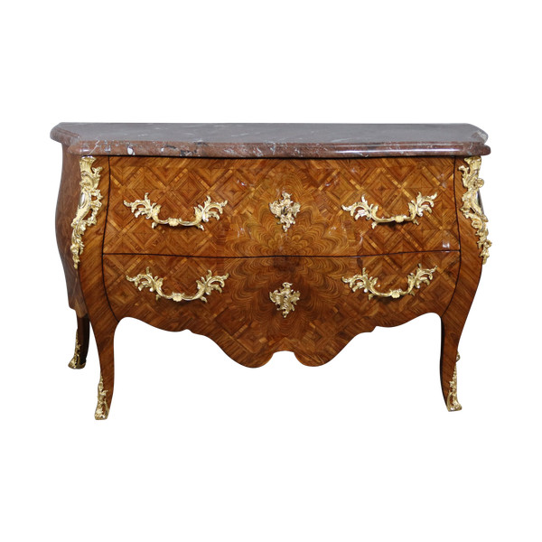 Louis XV Chest of Drawers in Marquetry Stamped Mailfert