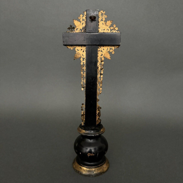 Crucifix Napoleon III Louis XIV cross in carved wood and bronze