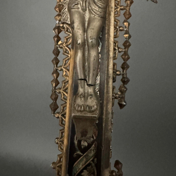 Crucifix Napoleon III Louis XIV cross in carved wood and bronze