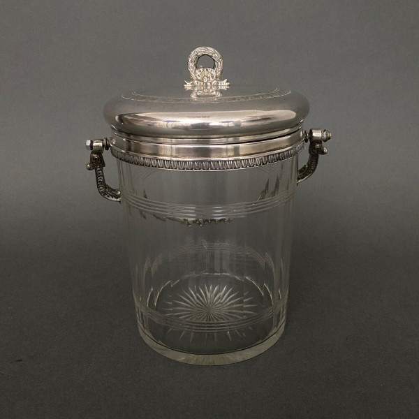 1900 cookie bucket in cut crystal and silver-plated metal