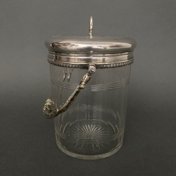 1900 cookie bucket in cut crystal and silver-plated metal