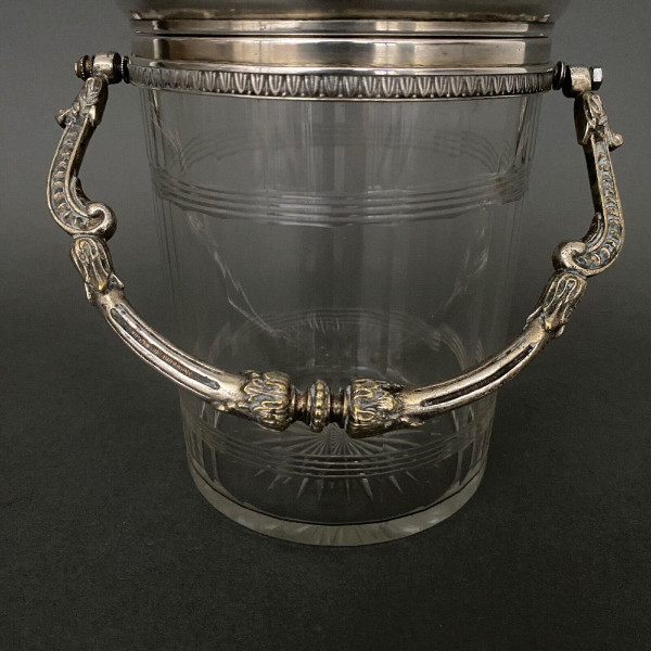 1900 cookie bucket in cut crystal and silver-plated metal