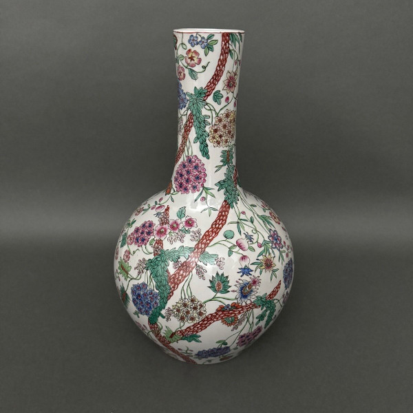 Europäische Vase im chinesischen Stil, Pflanzendekoration, Kürbisform, Anfang des 20. Jahrhunderts