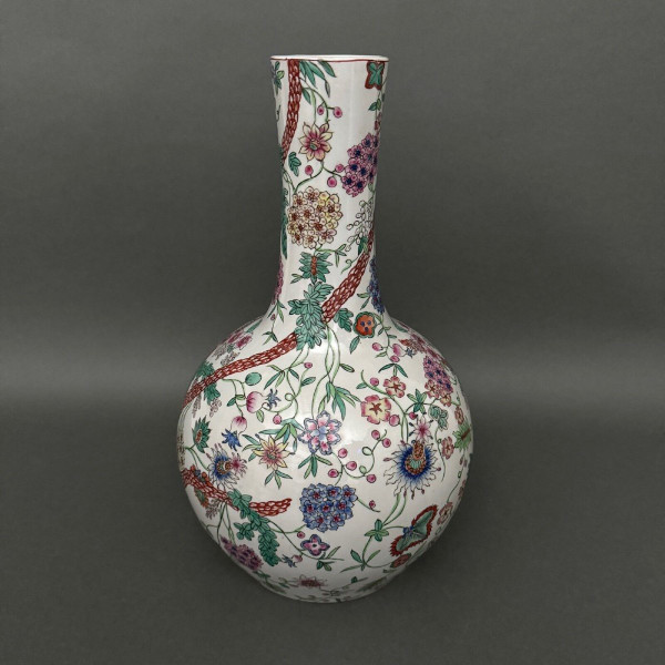 Europäische Vase im chinesischen Stil, Pflanzendekoration, Kürbisform, Anfang des 20. Jahrhunderts