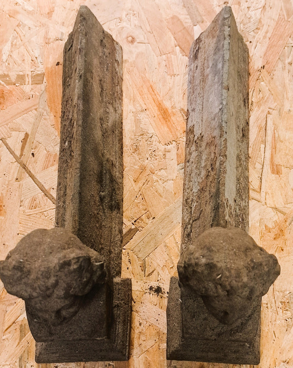 Pair of Fireplace Andirons with a Female Bust