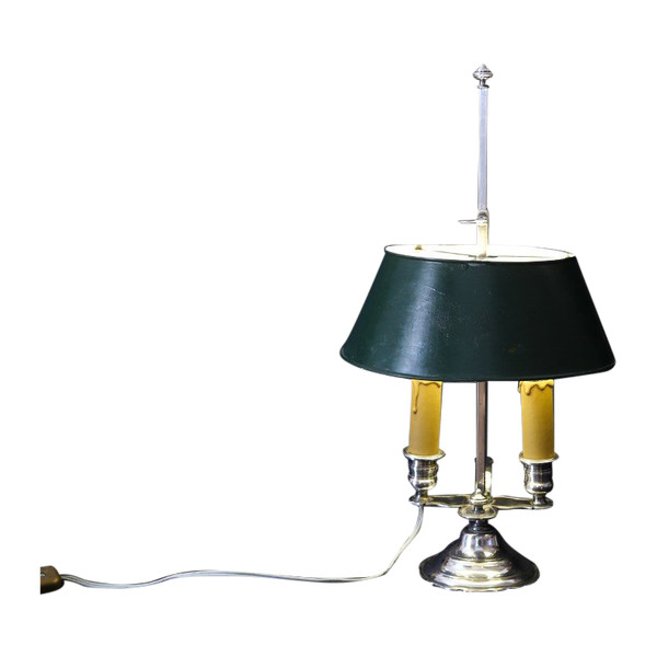 Lampada Bouillotte in bronzo argentato del XIX secolo