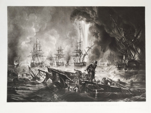 Etching Battle Of Navarino Engraving By Reynolds And Sixdeniers After Langlois 19th C Old Print