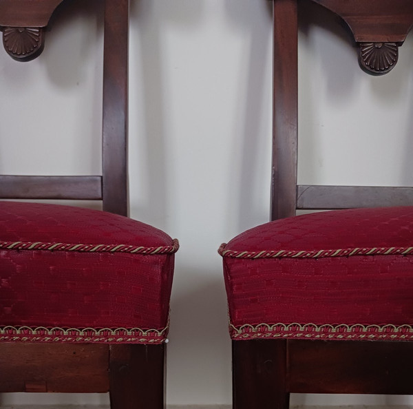 Paris, Empire period - pair of pelta chairs - mahogany and horsehair fabric