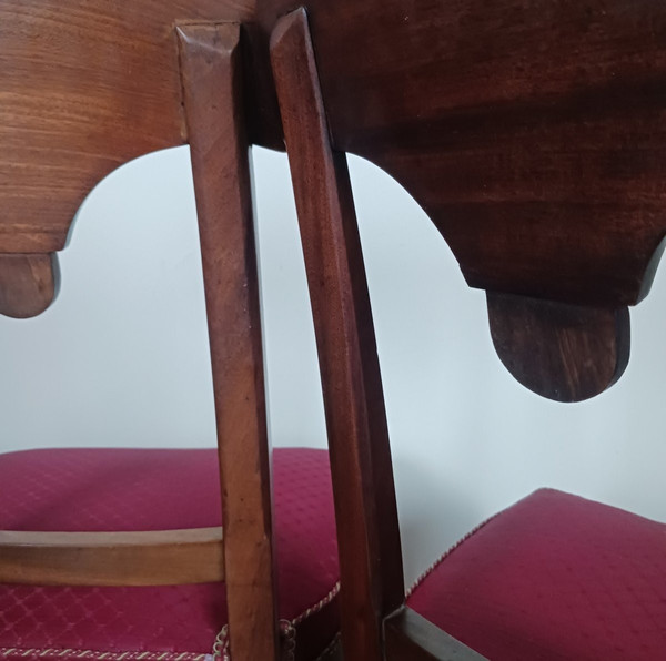 Paris, Empire period - pair of pelta chairs - mahogany and horsehair fabric