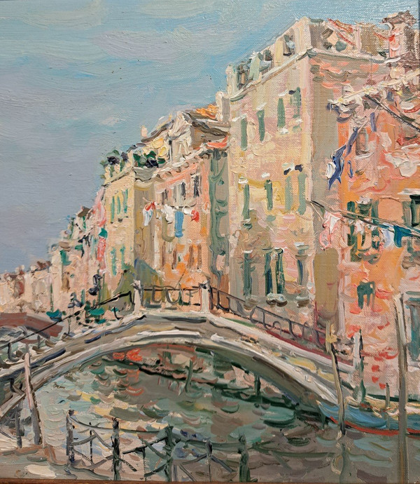 Jean Rigaud (1912-1999) - Venezia Il canale di Sant'Anna (Rio di Sant'Anna)