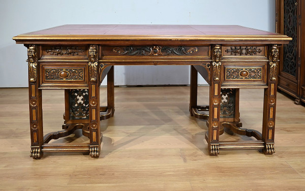 Rare Italian Renaissance Walnut Cabinet and Desk - 1900