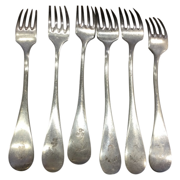 6 Ancre de la Marine Nationale dessert forks