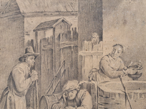 Suiveur de  David II Teniers (anvers, 1610 - Bruxelles, 1690), La Ferme, Grand dessin