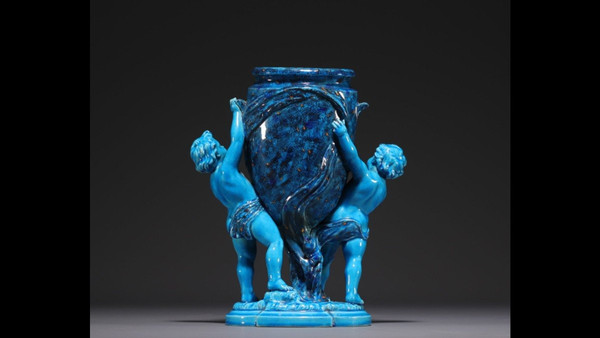 Felix Optat Miletus (1838-1911), Urn Vase with Putti