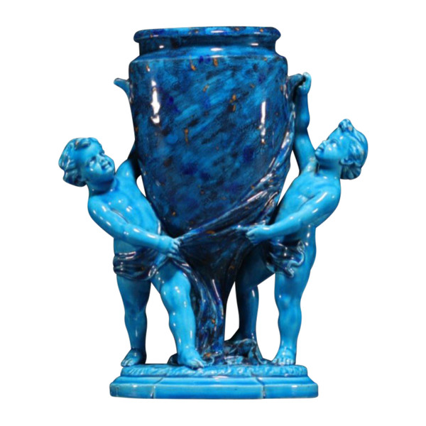 Felix Optat Miletus (1838-1911), Urn Vase with Putti