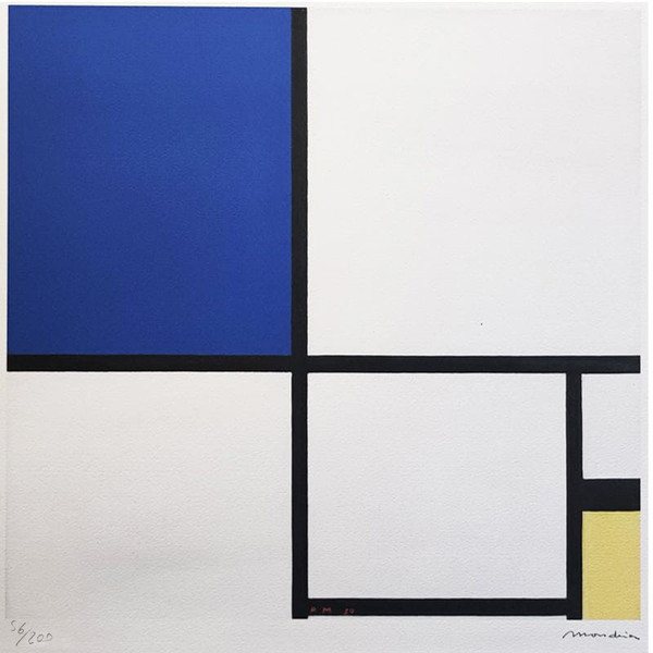 1970s Original Gorgeous After Piet Mondrian "Composition" Litografia in edizione limitata