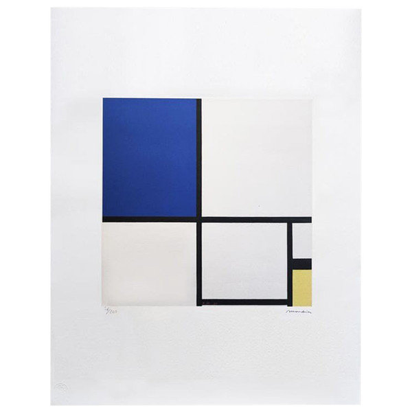 1970s Original Gorgeous After Piet Mondrian "Composition" Litografia in edizione limitata