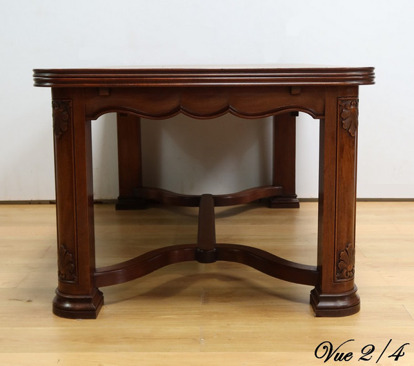 Mahogany extending table, 8 to 14 place settings, Louis XIV style - 1960