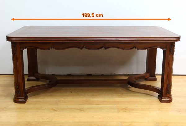 Mahogany extending table, 8 to 14 place settings, Louis XIV style - 1960