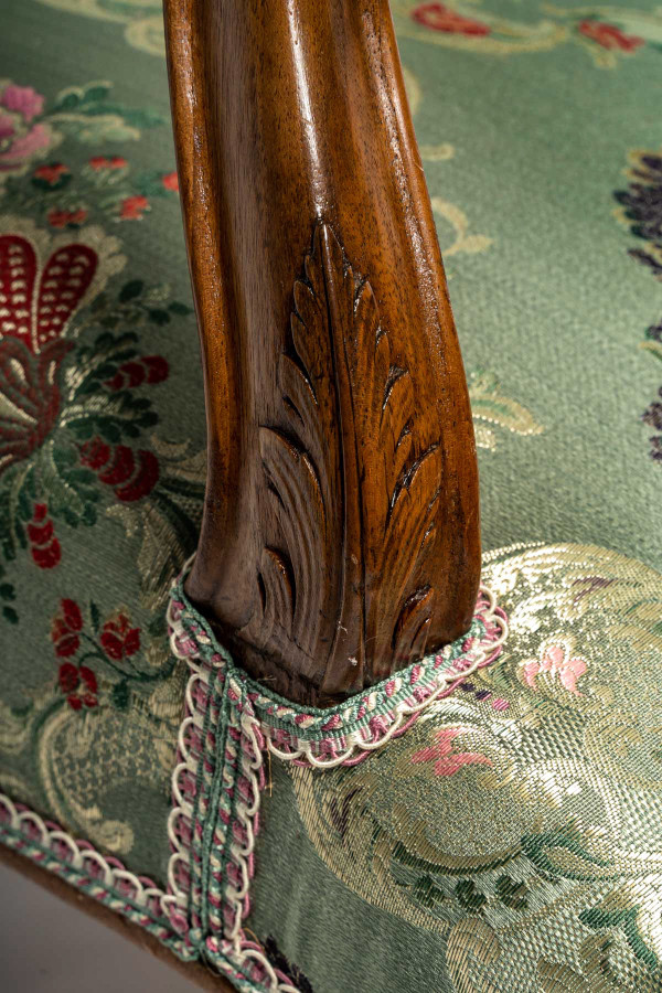 French Regence period circa 1720 Pair of large molded and carved walnut armchairs