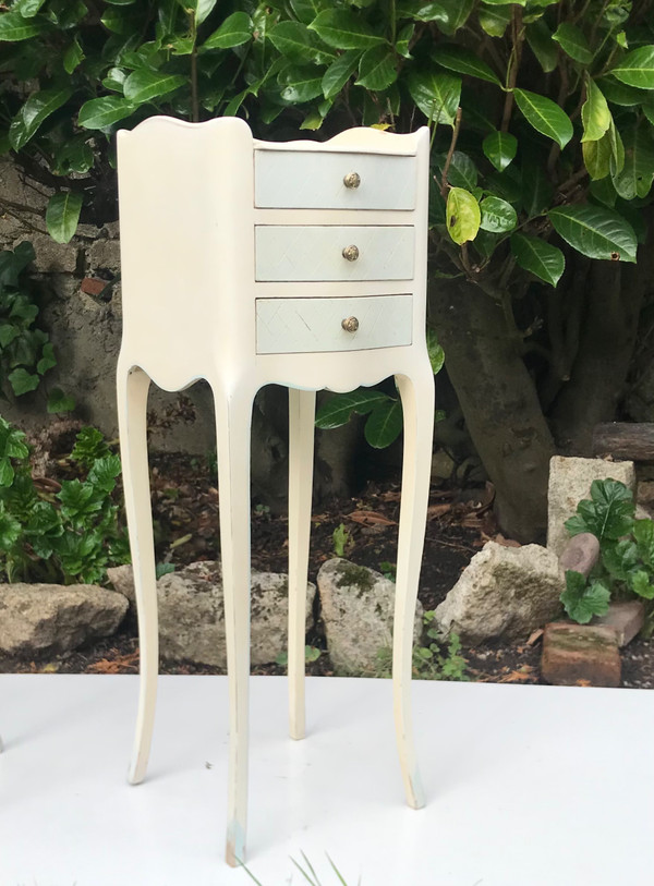 Pair of small lacquered wood bedside tables in the Louis XV / Regency style