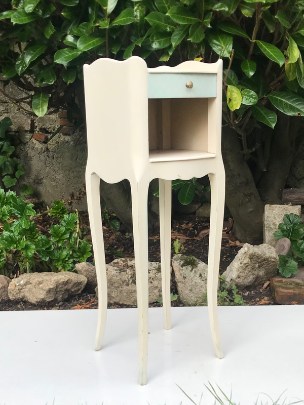 Pair of small lacquered wood bedside tables in the Louis XV / Regency style