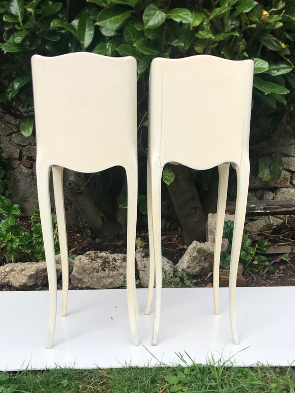 Pair of small lacquered wood bedside tables in the Louis XV / Regency style