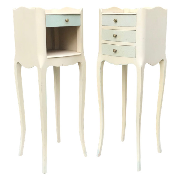 Pair of small lacquered wood bedside tables in the Louis XV / Regency style