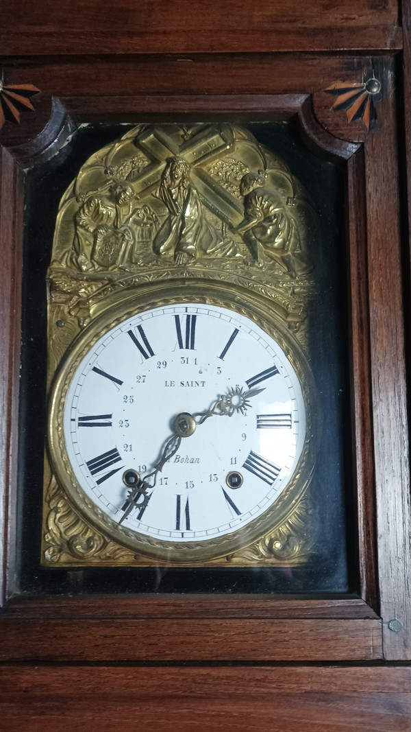 Horloge Comtoise Bretonne en châtaignier 19ème