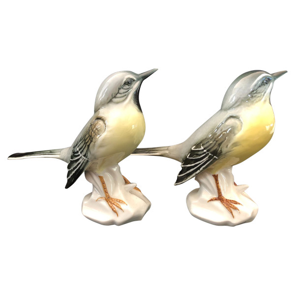 Couple d'oiseaux en porcelaine de Saxe par Karl Ens fin XIX siècle 