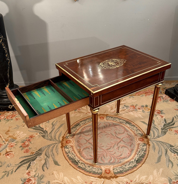 Louis XVI Style Mahogany Game Table Napoleon III Period