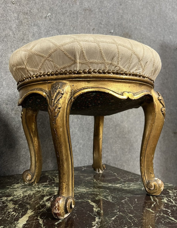 pair of Louis XV style Venetian stools in gilded wood circa 1880-1900