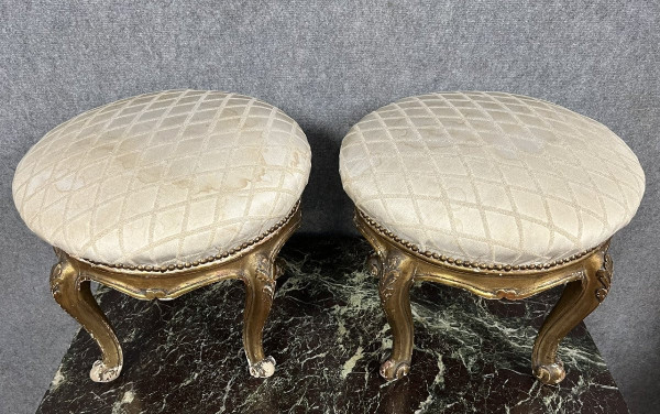 pair of Louis XV style Venetian stools in gilded wood circa 1880-1900