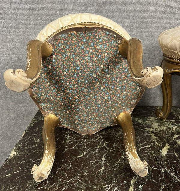 pair of Louis XV style Venetian stools in gilded wood circa 1880-1900