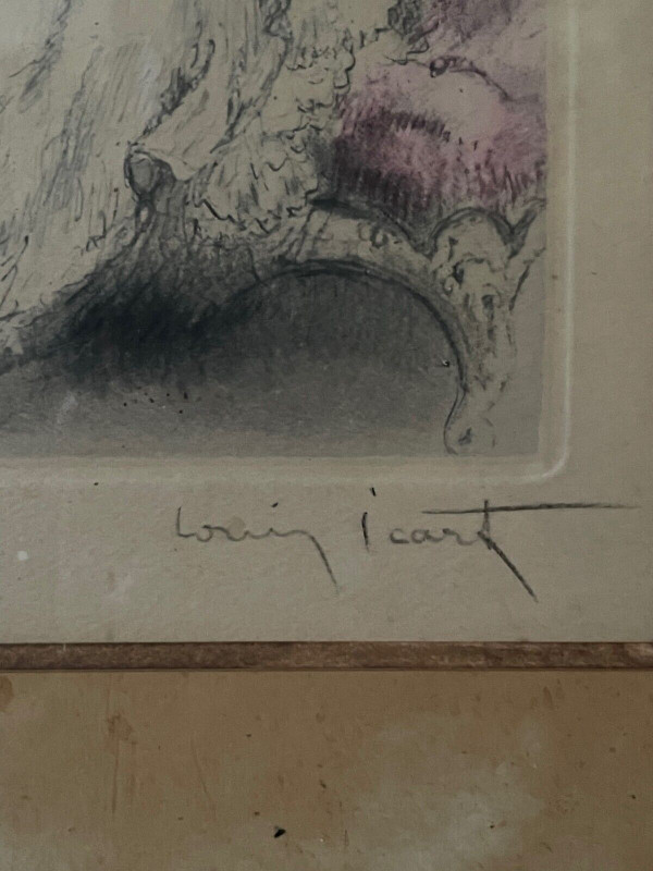 Lithograph by Louis Icart depicting an erotic couple 20th century