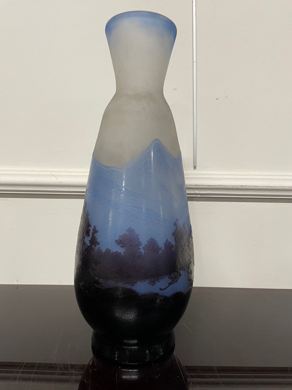 Etablissements Gallé - Vase La Ligne Bleue Des Vosges H: 33 Cm