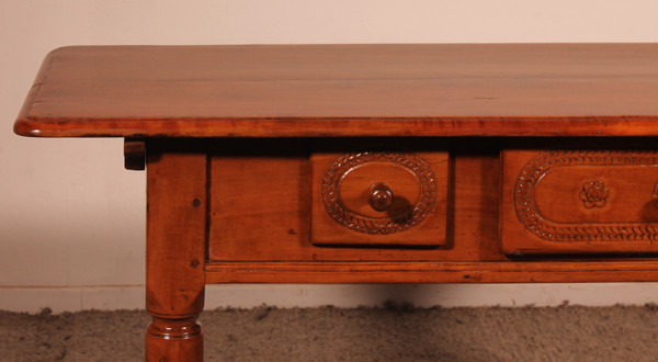 Two Drawer Cherry Wood Console - 18th Century