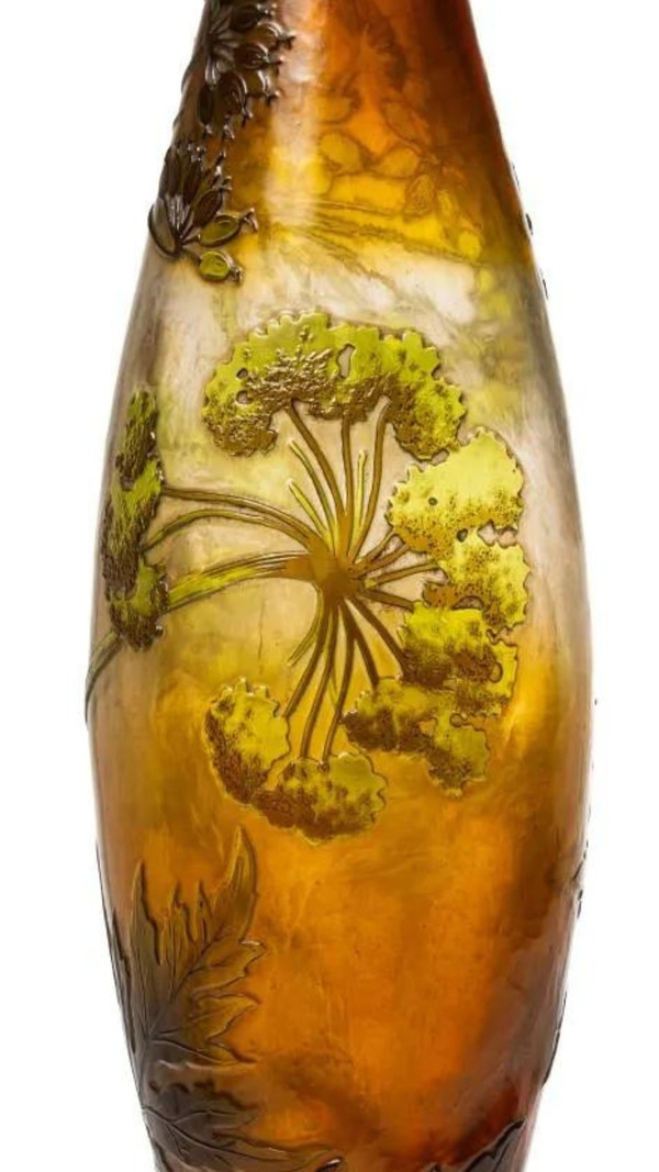 Émile Gallé, Wichtige Vase mit Dolden, Jugendstil