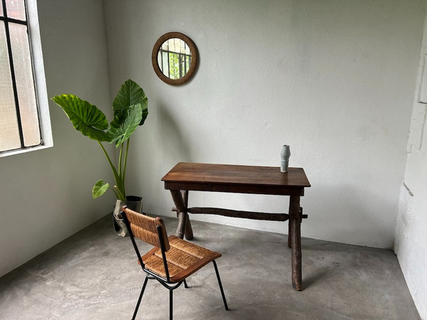 Solid walnut desk, folk art, Savoie, circa 1900