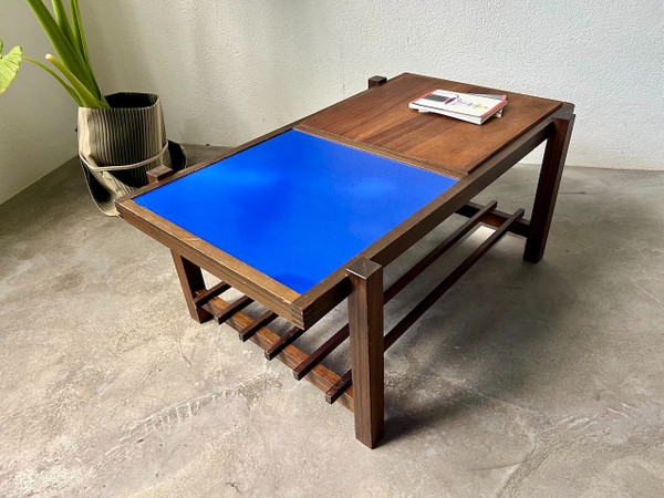 Klein blue modernist coffee table, circa 1960